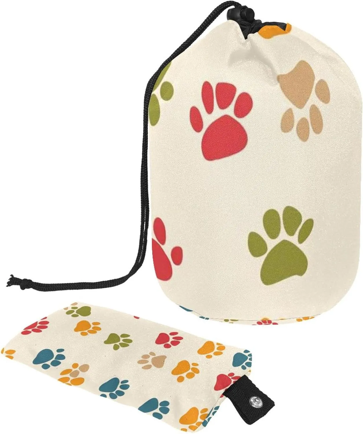 2 Pcs Cosmetic Bag bucket Travel Makeup Bags Large Capacity Soft Waterproof Portable Drawstring Cosmetic Bag, Cute Mini Dog Paw Print