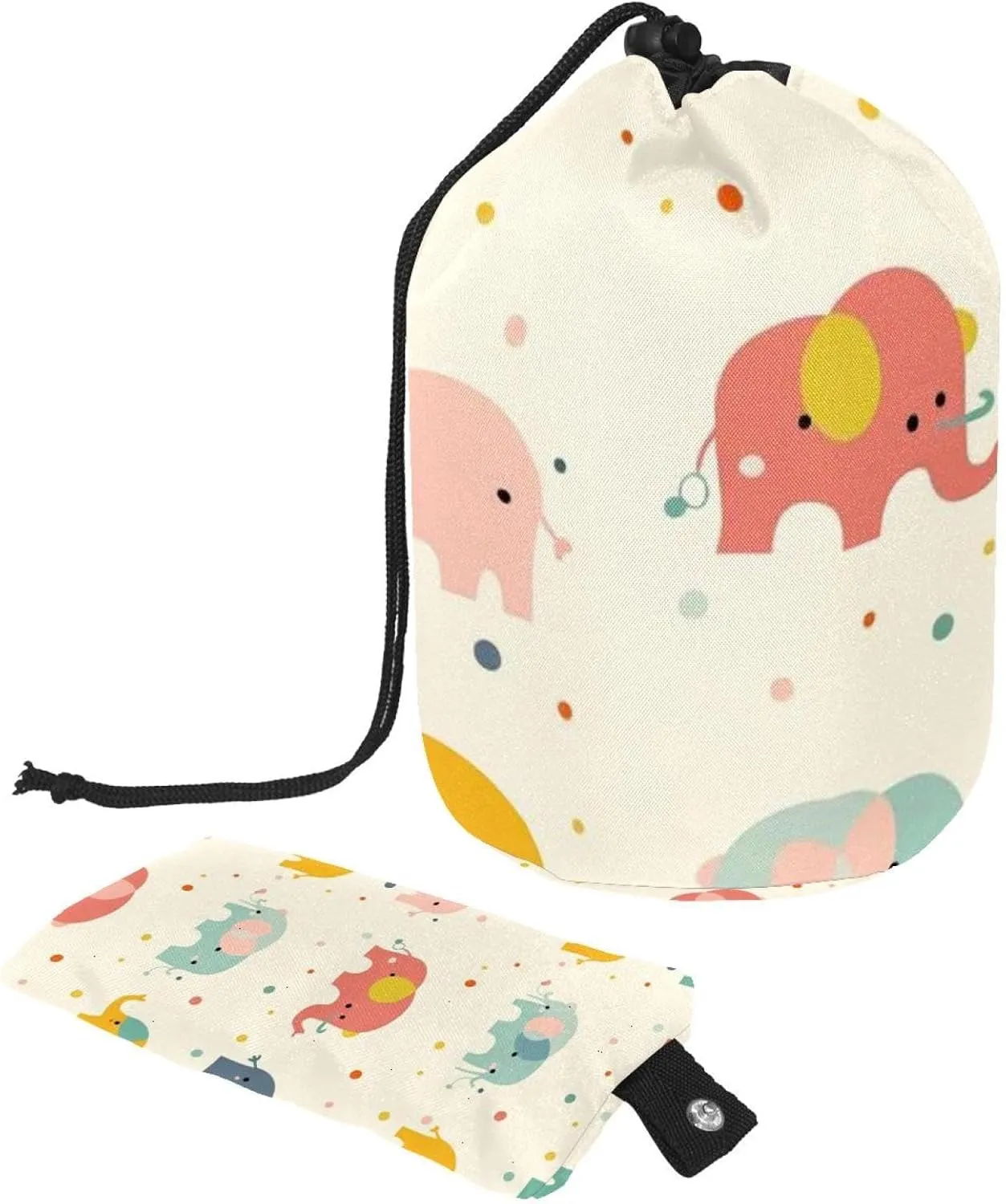 2 Pcs Cosmetic Bag bucket Travel Makeup Bags Large Capacity Soft Waterproof Portable Drawstring Cosmetic Bag, Cute Mini Elephants