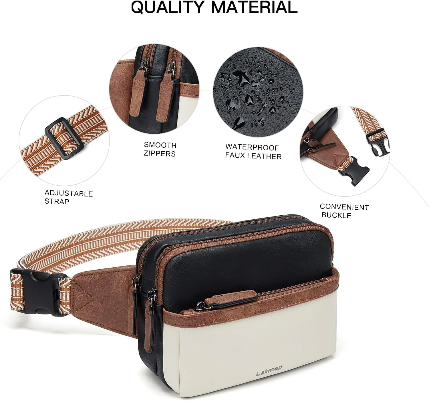 3L Fanny Packs Belt Bag for Women Small Everywhere Crossbody Bag Waist Bag Faux Leather Sling Chest Bag Purse
