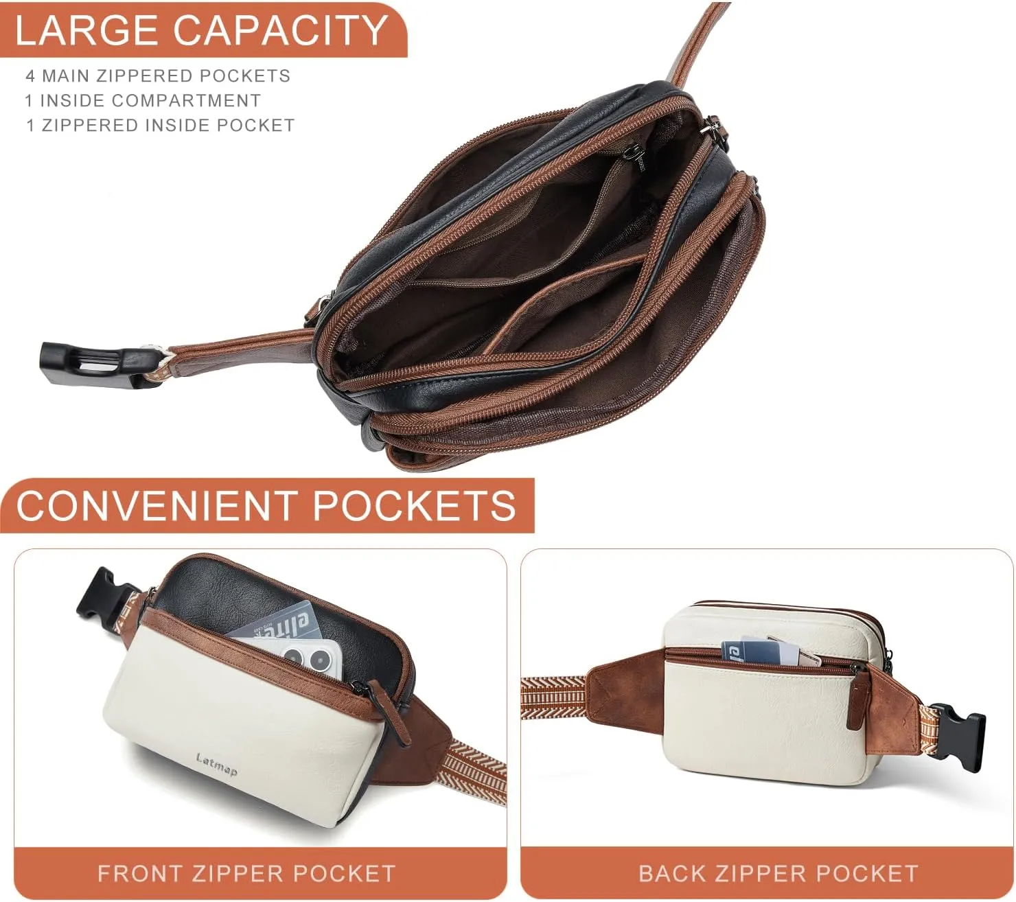 3L Fanny Packs Belt Bag for Women Small Everywhere Crossbody Bag Waist Bag Faux Leather Sling Chest Bag Purse