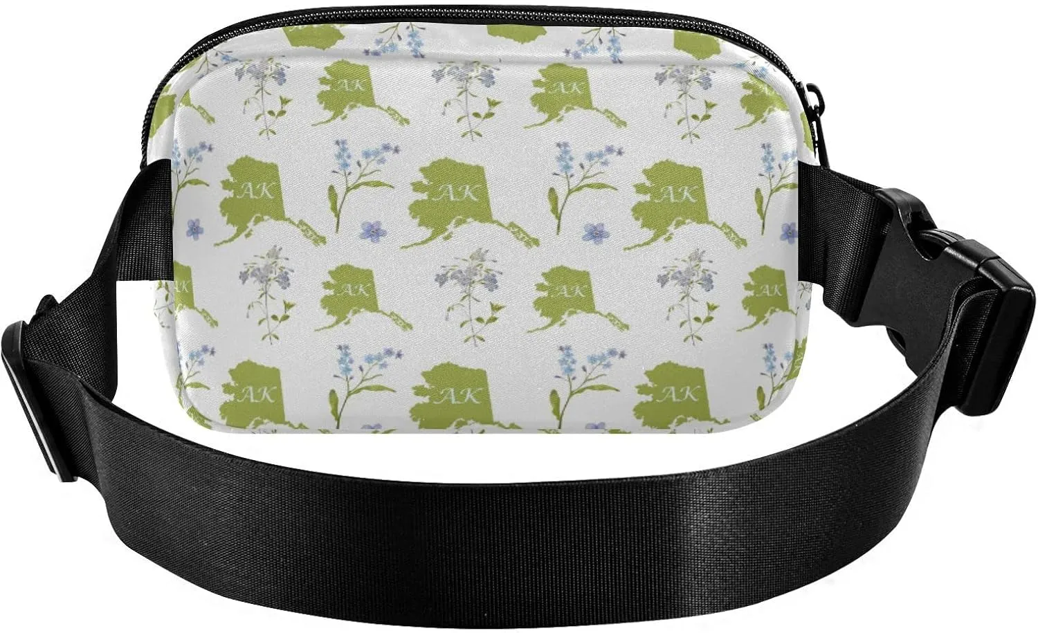 Alaska State Fanny Pack for Men Women,Crossbody Waist Bag Pack with Adjustable Strap Mini Belt Bag for Running Cycling