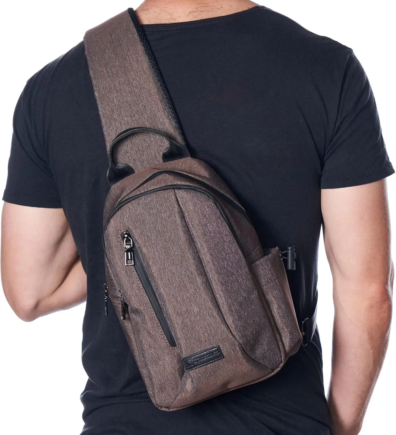 Alpine Swiss Sling Bag Crossbody Backpack Chest Pack Casual Day Bag Shoulder Bag Brown