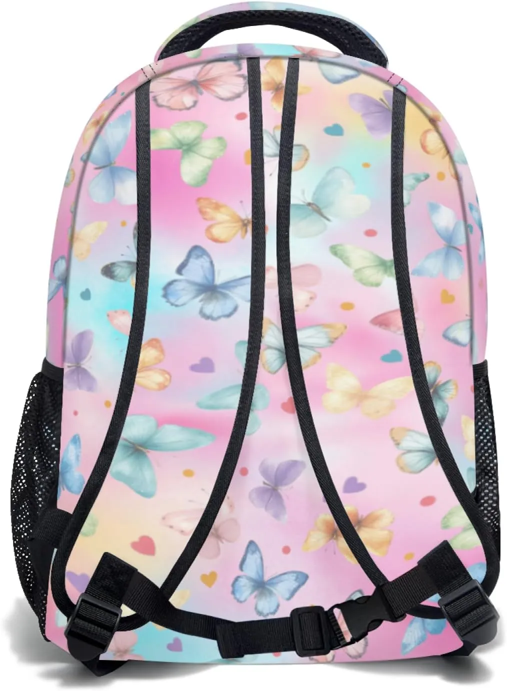 aportt Colorful Butterfly Backpack for Boys Girls Tie Dye Pink Durable Casual Basic Kids Bookbag Cute Butterfly Print Lightweight School Bag for Teens Students Travel Daypack