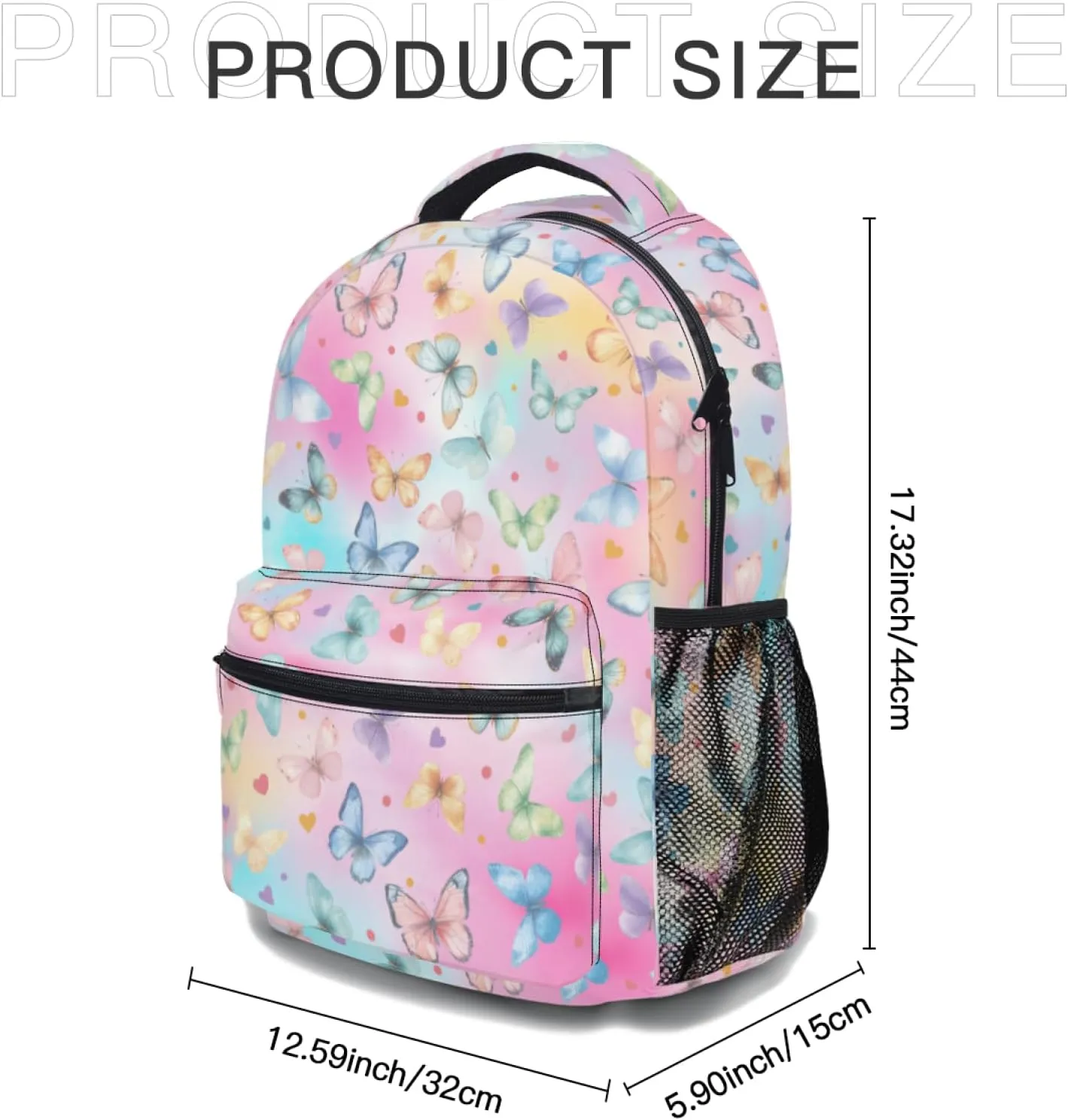aportt Colorful Butterfly Backpack for Boys Girls Tie Dye Pink Durable Casual Basic Kids Bookbag Cute Butterfly Print Lightweight School Bag for Teens Students Travel Daypack