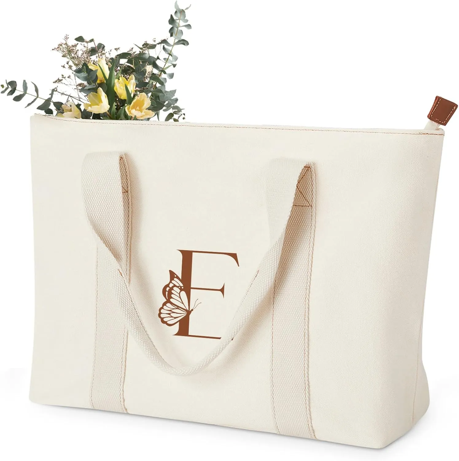 AW BRIDAL Monogram Canvas Tote Bag for Chrismas, Bridal Shower, Retirement, Birthday Gifts for Women Mom Wife Sister Friends