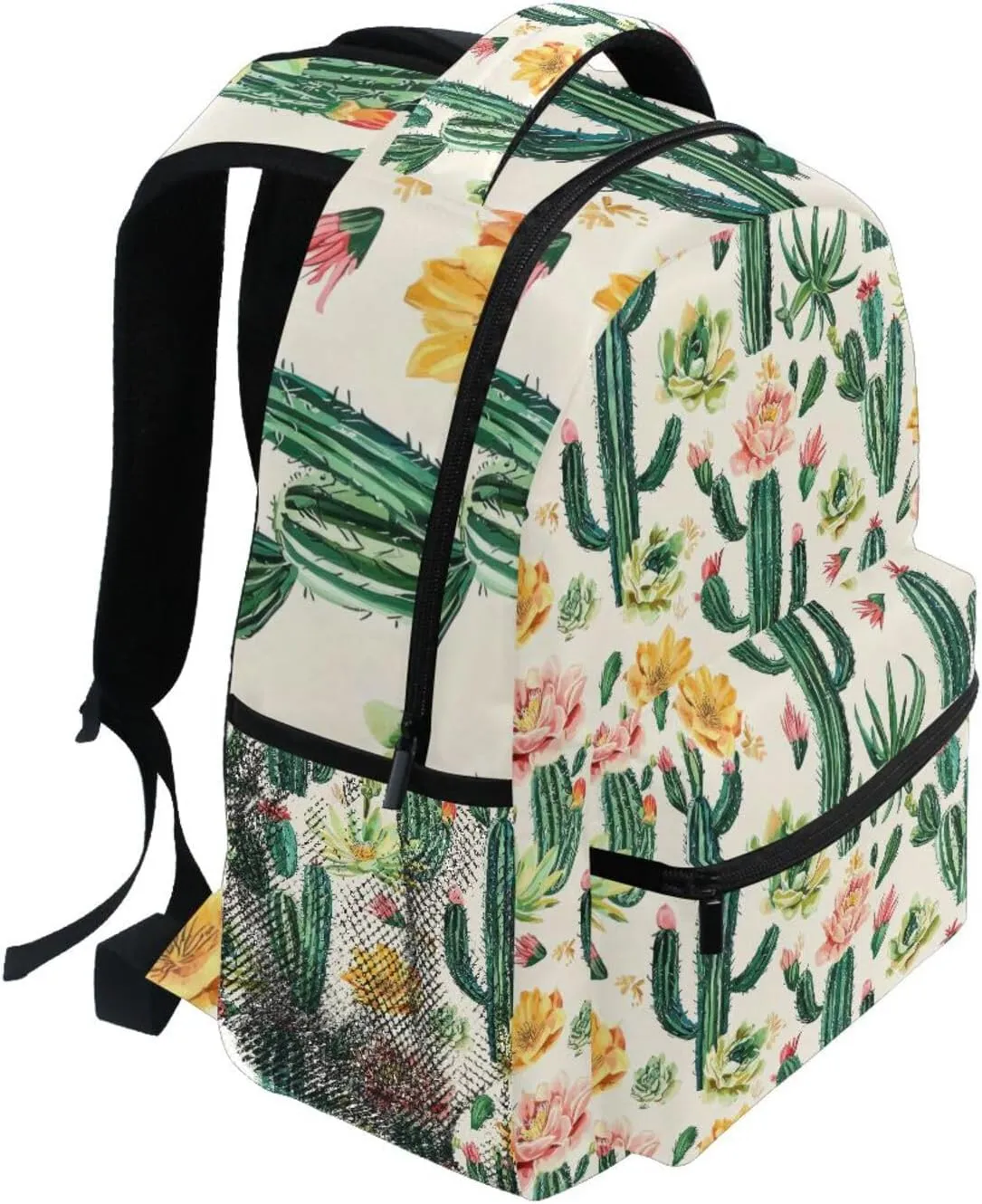 Backpack Cactus Flowers Green for School Boys Girls Laptop Travel Backpack Book Bag Daypack 11.4 16 In S