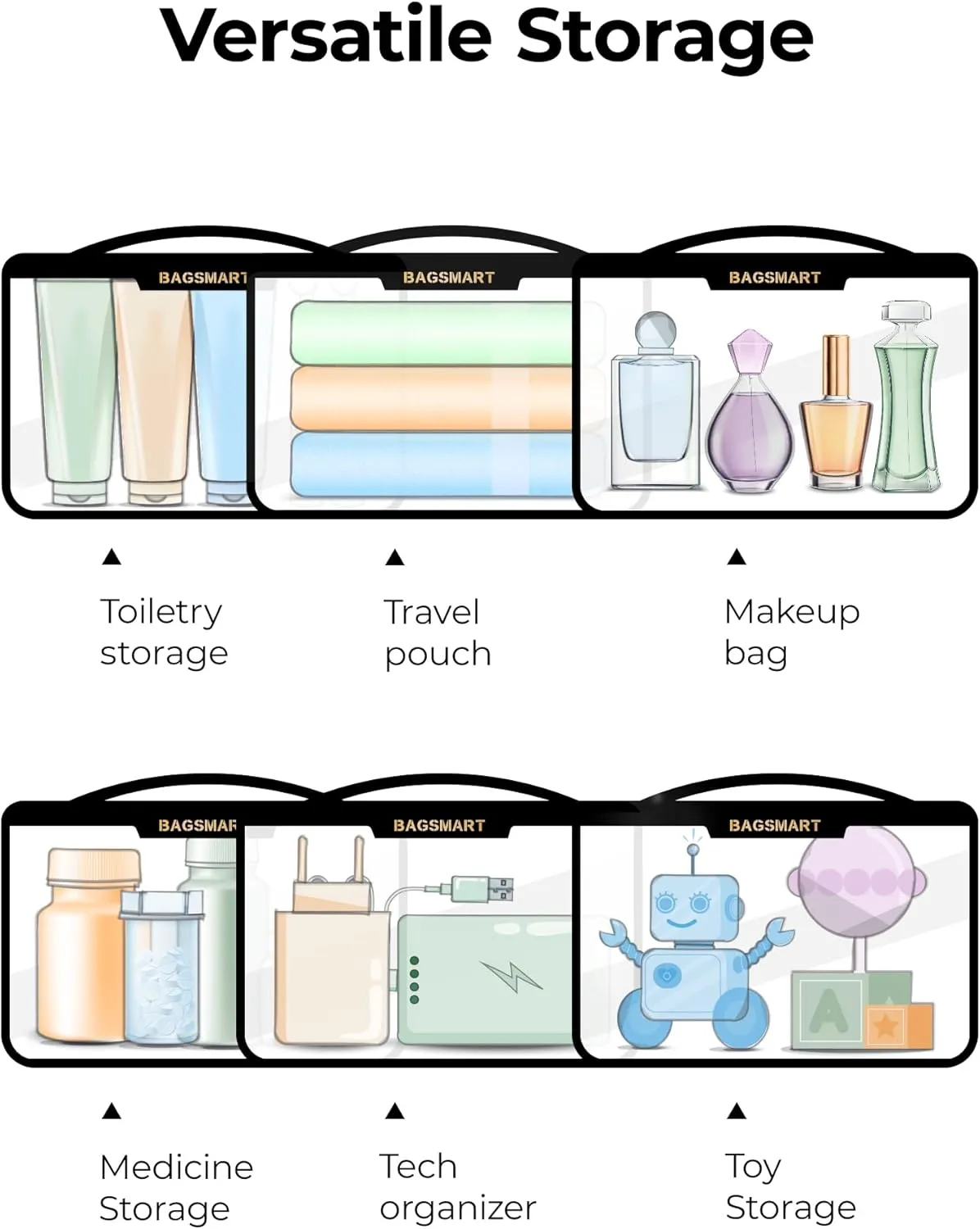 BAGSMART TSA Approved Toiletry Bag, Clear Travel Toiletry Bag, Makeup Cosmetic Pouch Bag for Women Quart Size Compliant Bag Organizer for Travel Essentials (Grey Pack of 1)