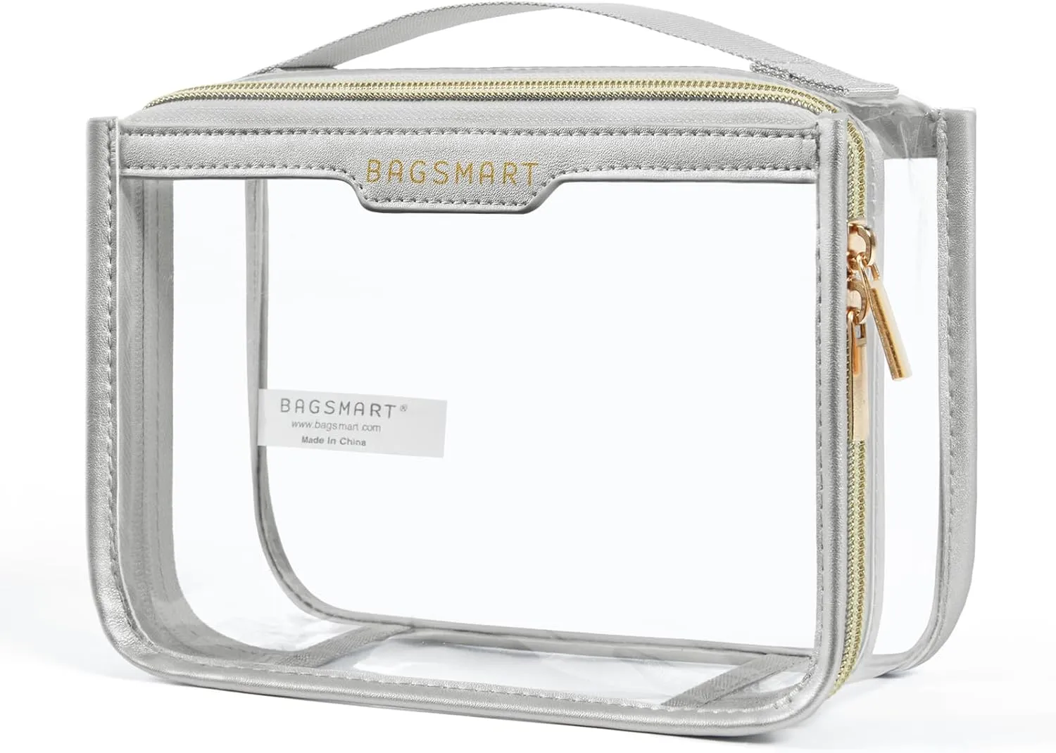 BAGSMART TSA Approved Toiletry Bag, Clear Travel Toiletry Bag, Makeup Cosmetic Pouch Bag for Women Quart Size Compliant Bag Organizer for Travel Essentials (Grey Pack of 1)