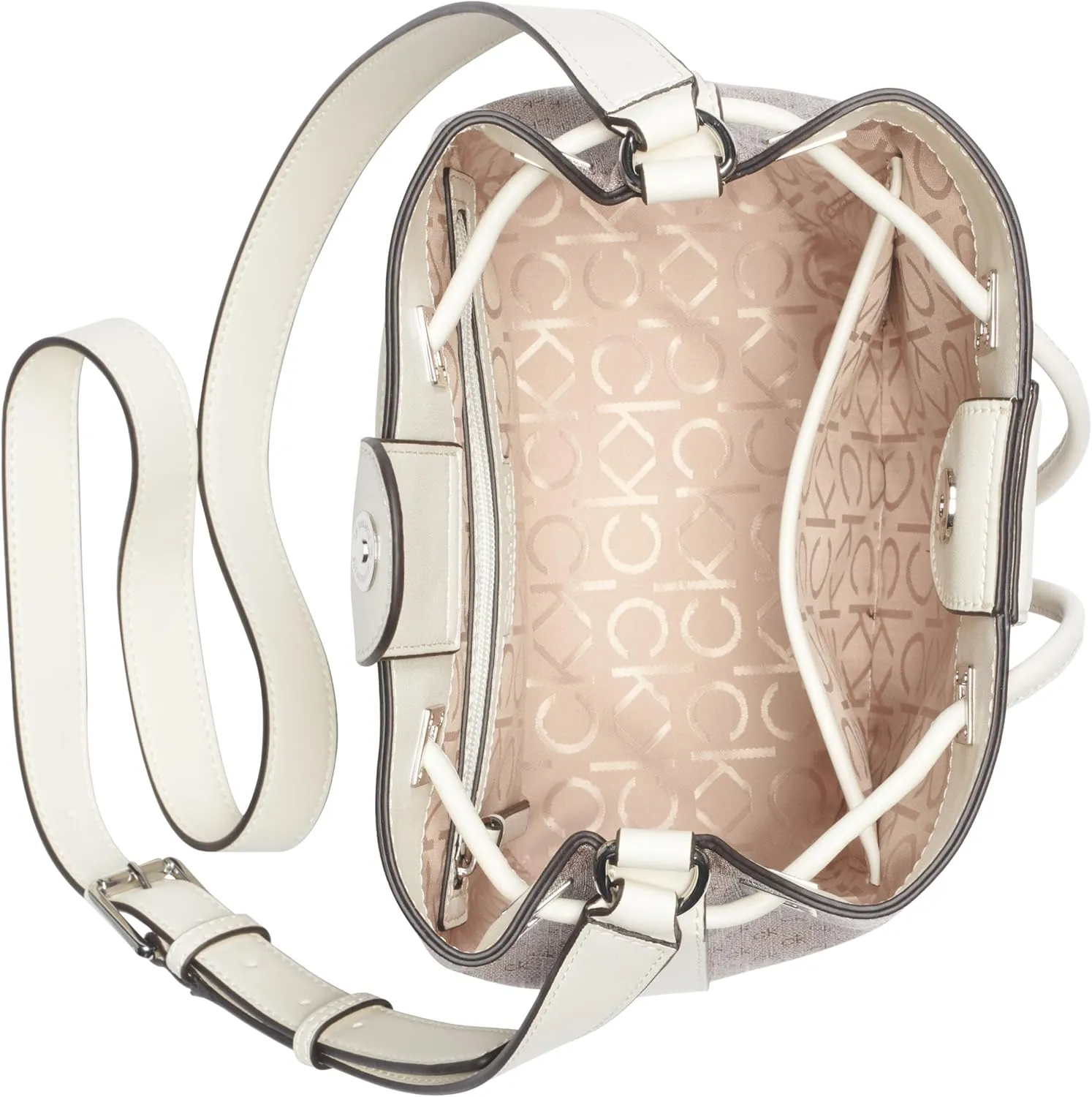 Calvin Klein Women's Ash Crossbody Bag  Vegan Leather, Monogram, 2 Pockets
