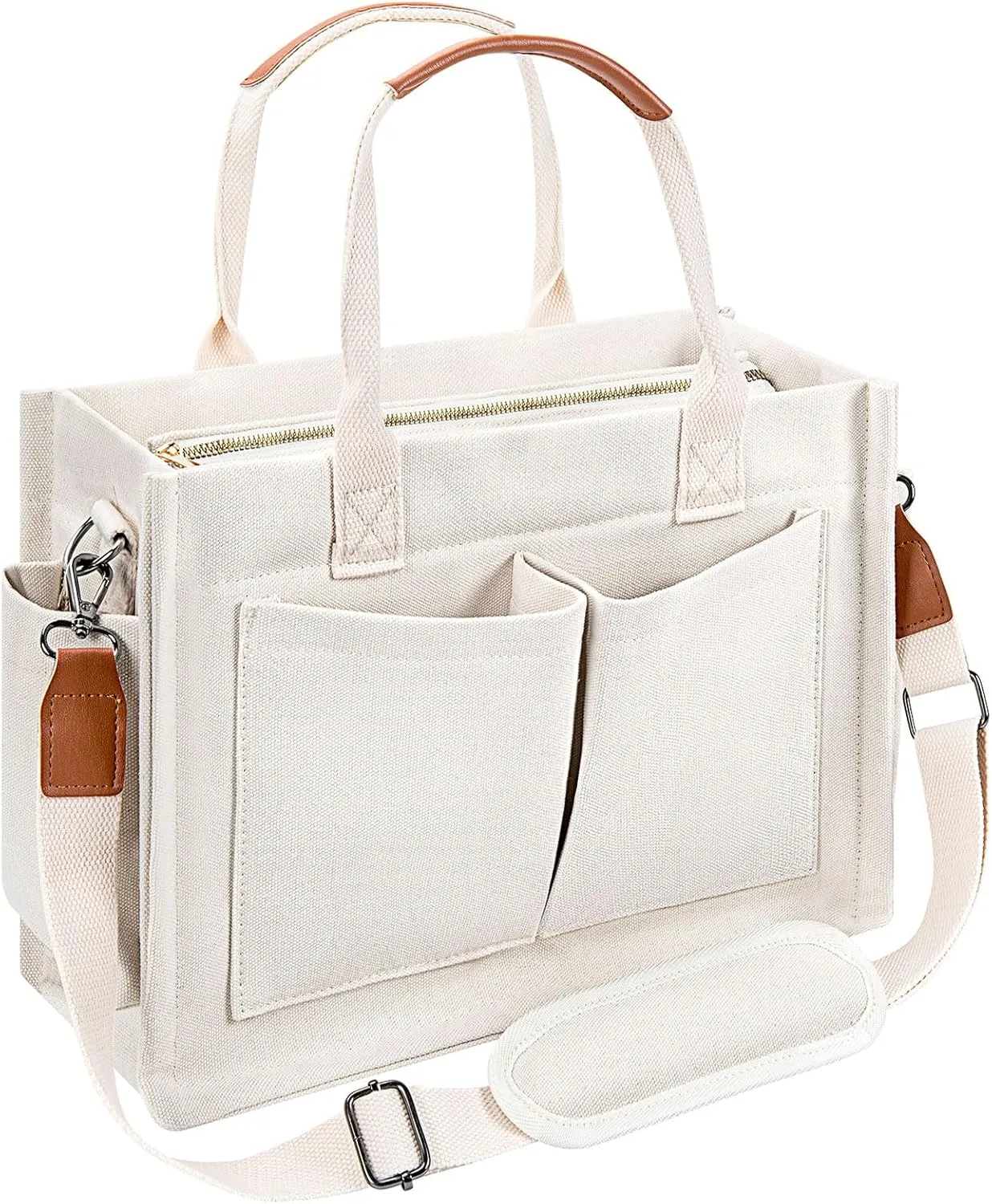 Canvas Tote Bag with Pockets Work Tote Bags for Women Laptop Work Crossbody Tote Purse Tote Bag Shoulder Handbags