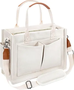 Canvas Tote Bag with Pockets Work Tote Bags for Women Laptop Work Crossbody Tote Purse Tote Bag Shoulder Handbags