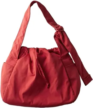 Casual Nylon Shoulder Tote Bag for Women Large Lightweight Canvas Travel Crossbody Purse Handbags with Drawstring