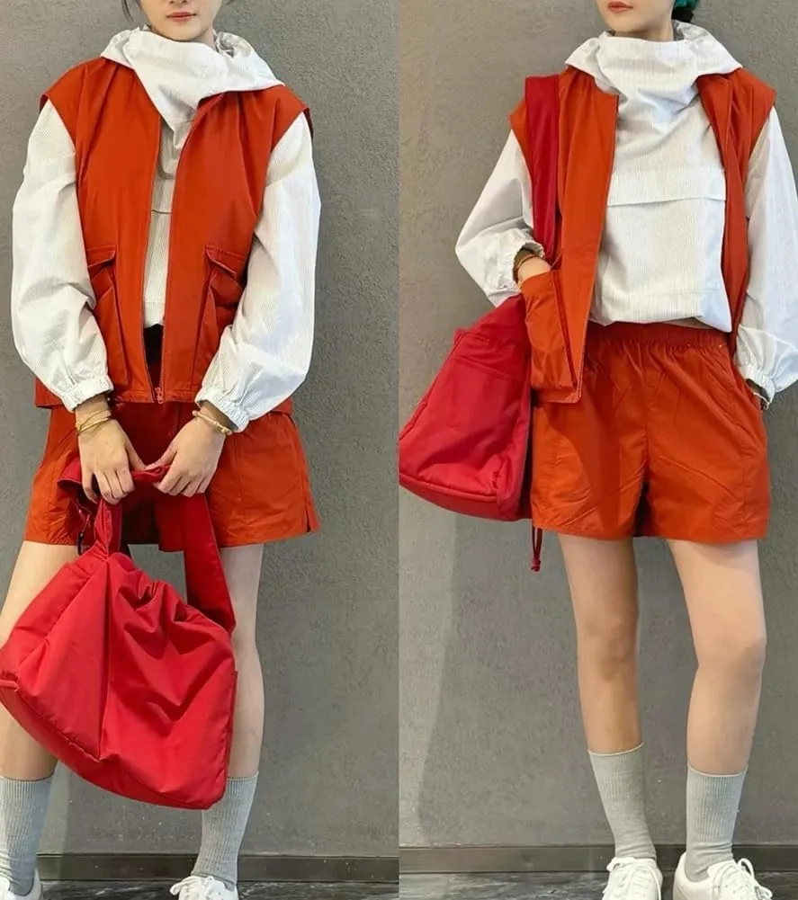 Casual Nylon Shoulder Tote Bag for Women Large Lightweight Canvas Travel Crossbody Purse Handbags with Drawstring