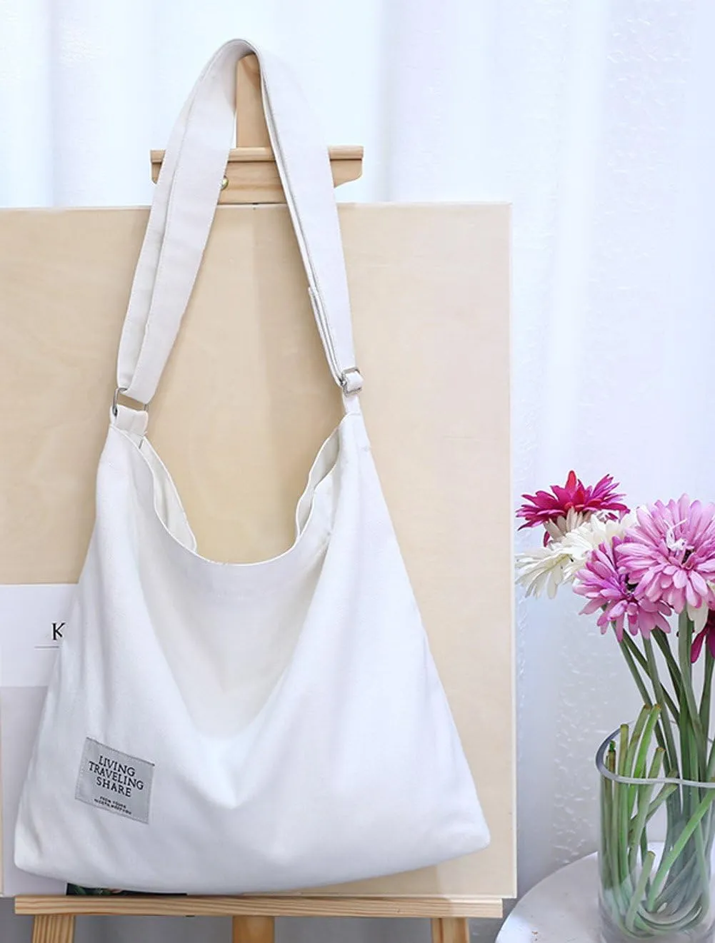 Covelin Women's Retro Large Size Canvas Shoulder Bag Hobo Crossbody Handbag Casual Tote