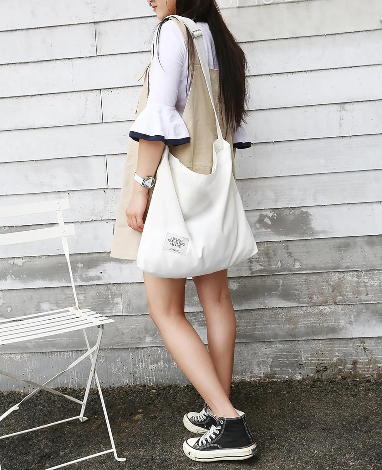 Covelin Women's Retro Large Size Canvas Shoulder Bag Hobo Crossbody Handbag Casual Tote