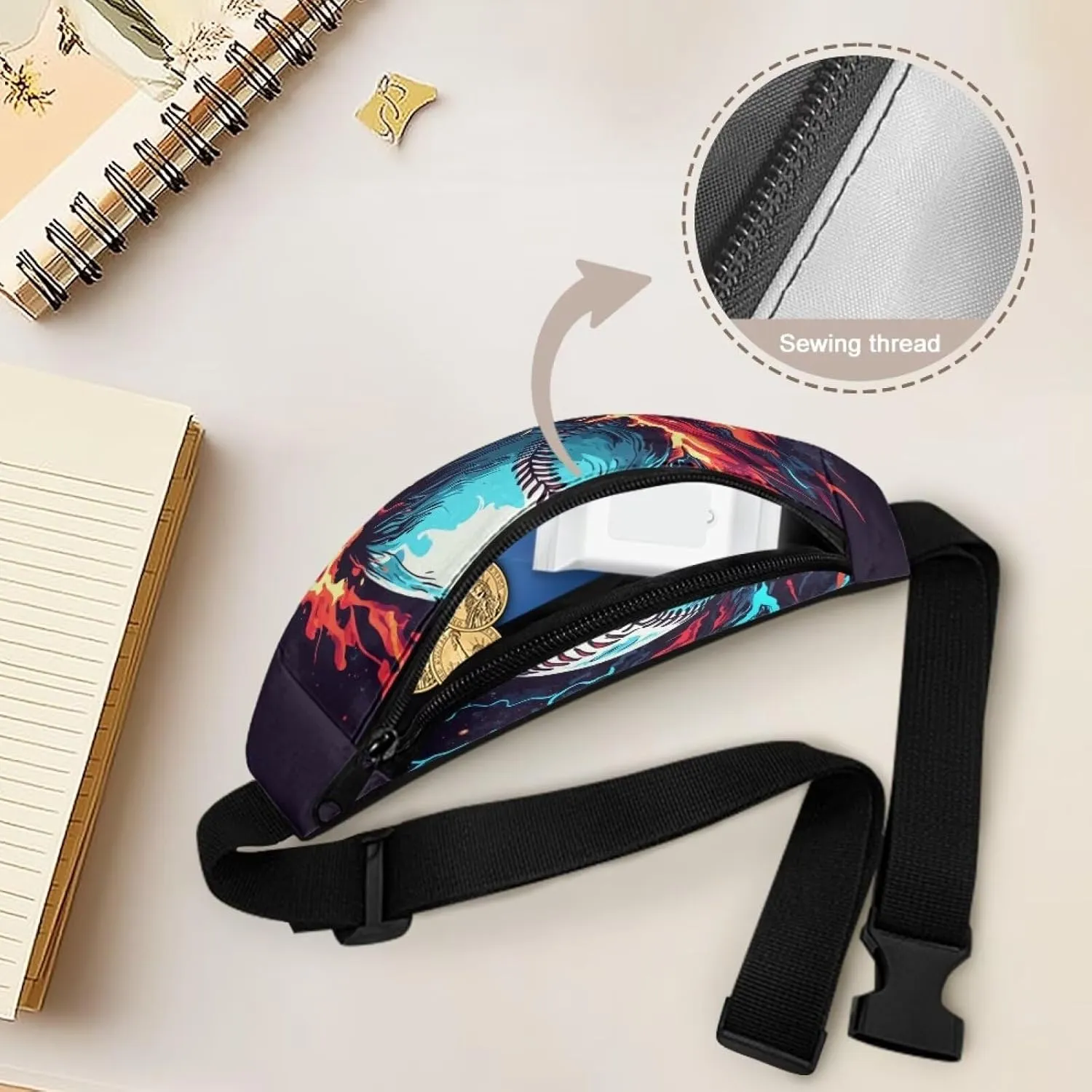 Cozeyat Fire Baseball Kids Fanny Pack for Toddler Boys Small Belt Bag Crossbody Sling Bag Waist Pack for Runing Hiking Camping Traveling