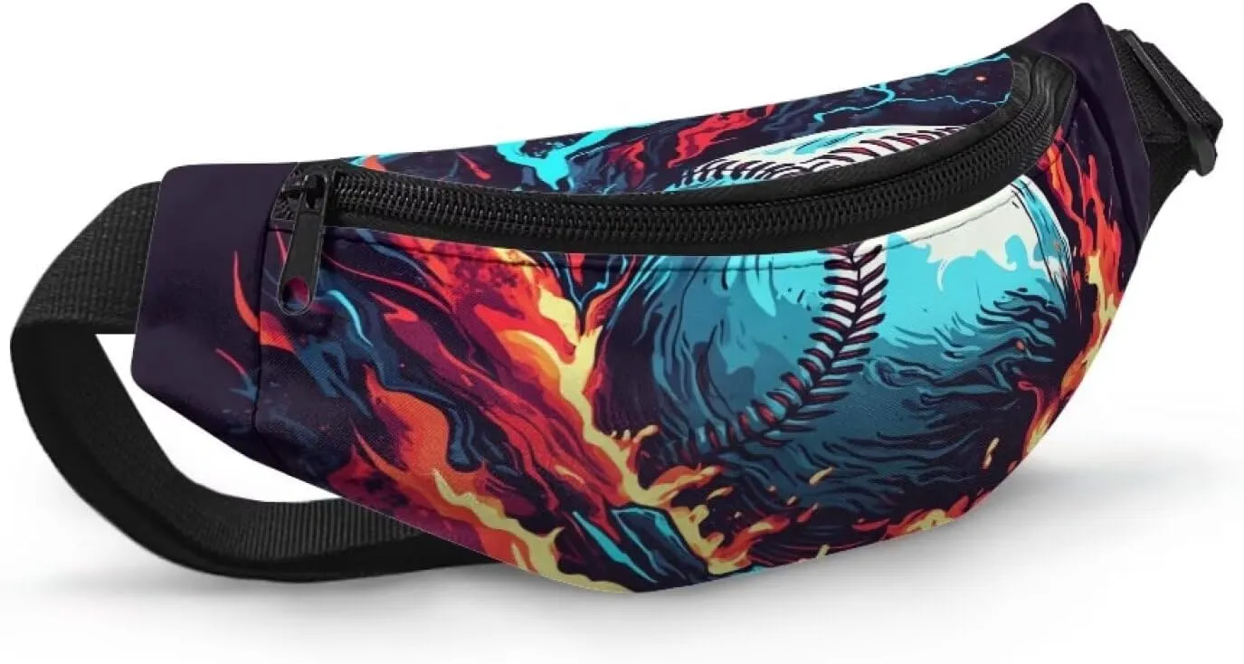 Cozeyat Fire Baseball Kids Fanny Pack for Toddler Boys Small Belt Bag Crossbody Sling Bag Waist Pack for Runing Hiking Camping Traveling