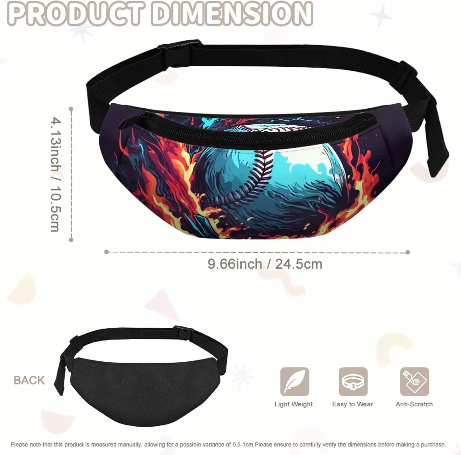 Cozeyat Fire Baseball Kids Fanny Pack for Toddler Boys Small Belt Bag Crossbody Sling Bag Waist Pack for Runing Hiking Camping Traveling