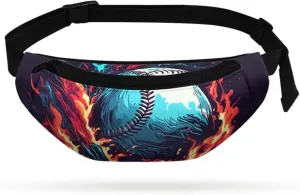 Cozeyat Fire Baseball Kids Fanny Pack for Toddler Boys Small Belt Bag Crossbody Sling Bag Waist Pack for Runing Hiking Camping Traveling