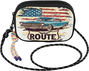 Cross Body Bag Route 66 Usa Shoulder Handbag with Adjustable Strap and Inner Pocket Fanny Pack Small Sling Backpack Hobo Purse for Women Men Travel Work