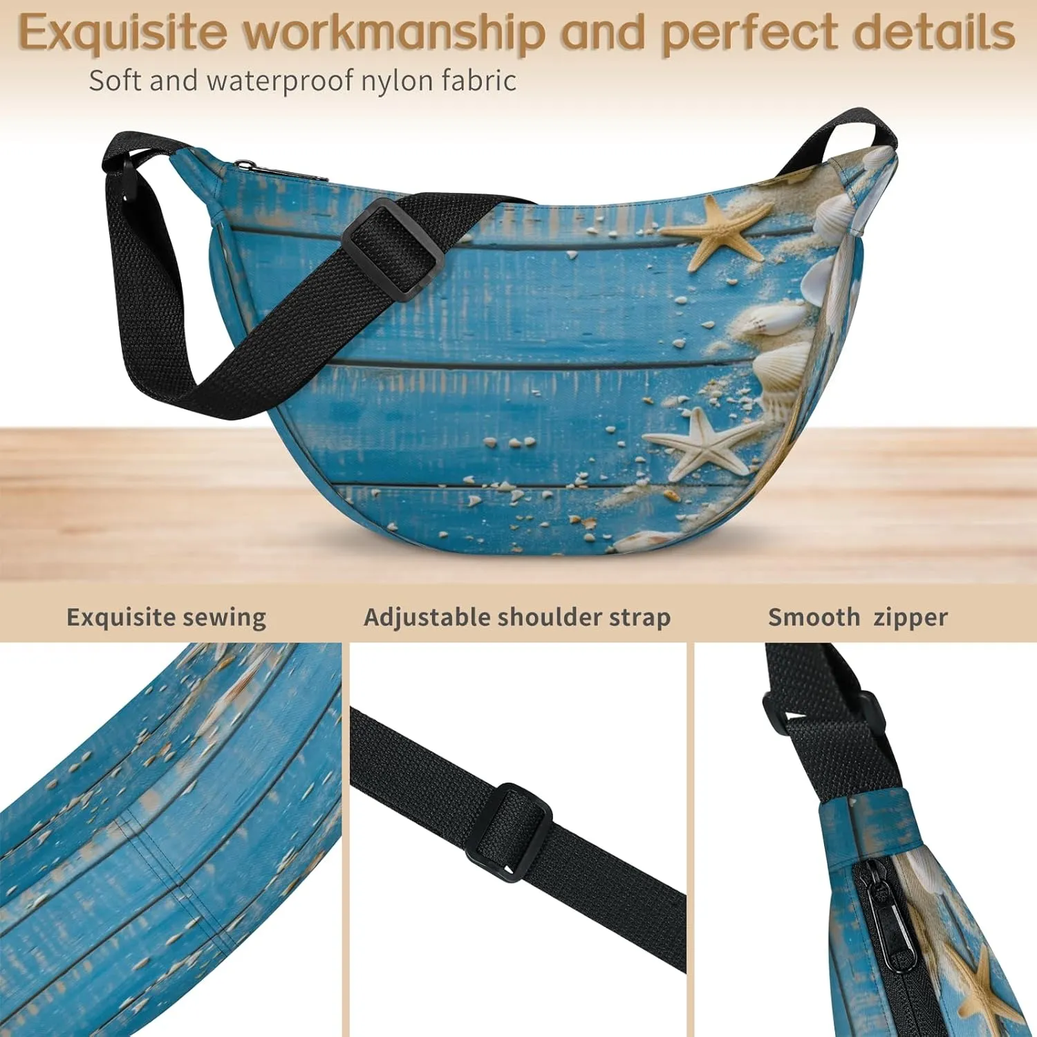 Crossbody Bag for Women Men, Lightweight Small Sling Hobos Dumpling Bag Crescent Purse, Crescent Moon Bags