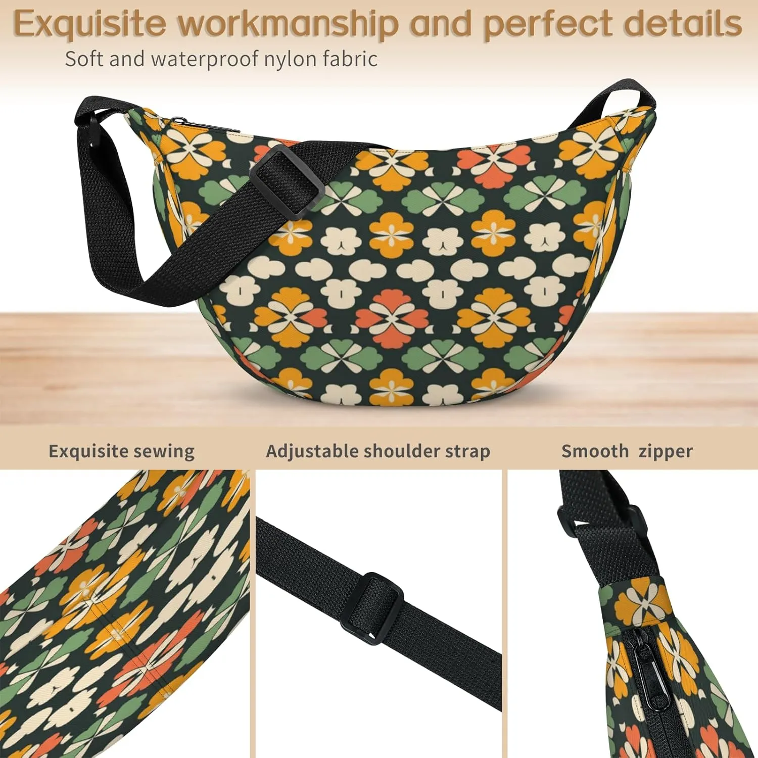 Crossbody Bag for Women Men, Lightweight Small Sling Hobos Dumpling Bag Crescent Purse, Crescent Moon Bags
