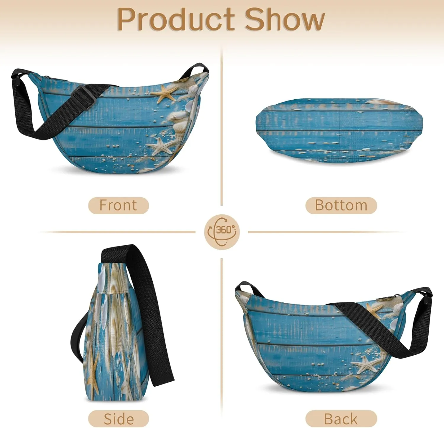 Crossbody Bag for Women Men, Lightweight Small Sling Hobos Dumpling Bag Crescent Purse, Crescent Moon Bags