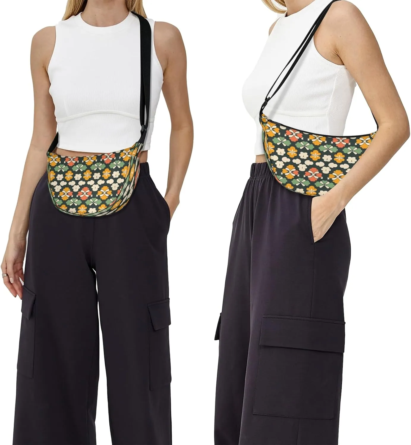 Crossbody Bag for Women Men, Lightweight Small Sling Hobos Dumpling Bag Crescent Purse, Crescent Moon Bags