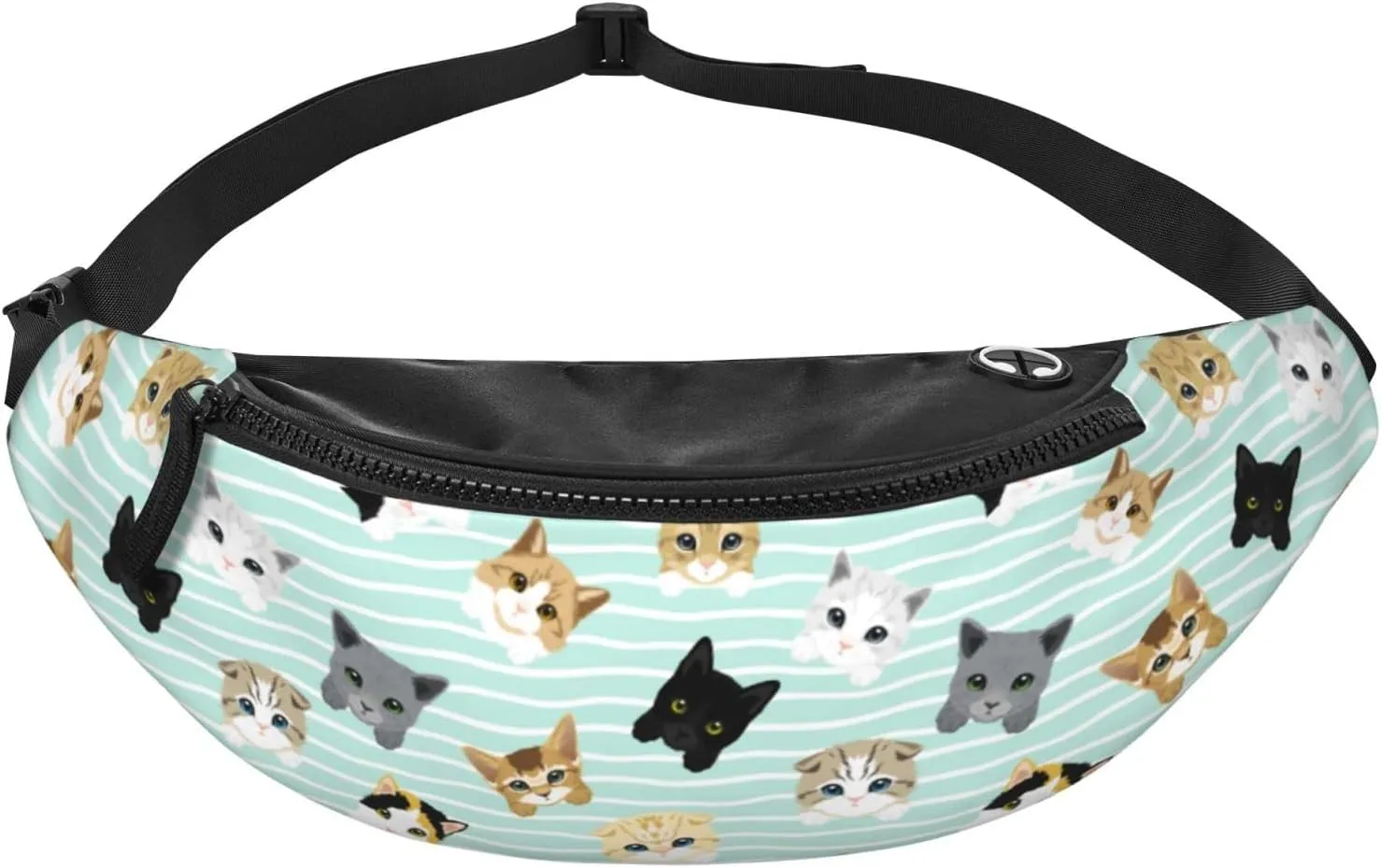 Cute Cat Fanny Packs For Women With Earphone Hole, Adjustable Belt Bag For Women, Waist Bag Cross Body Fanny Pack Chest Bag For Women Hiking Traveling Running