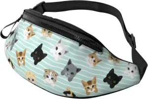 Cute Cat Fanny Packs For Women With Earphone Hole, Adjustable Belt Bag For Women, Waist Bag Cross Body Fanny Pack Chest Bag For Women Hiking Traveling Running