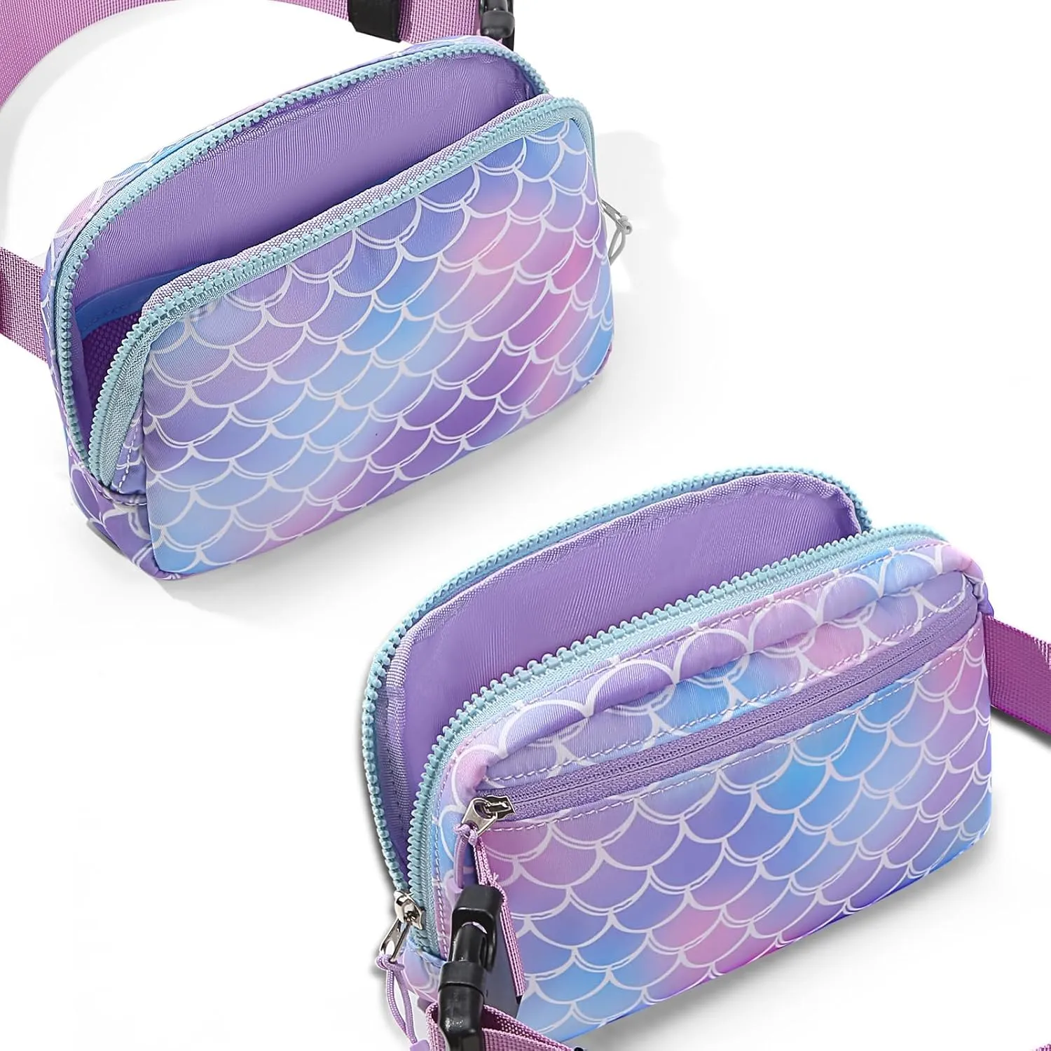 Cute Fanny Pack for Girls, Kids Belt Bag Teen Girls Crossbody Waist Bag Gift (Mermaid Purple)