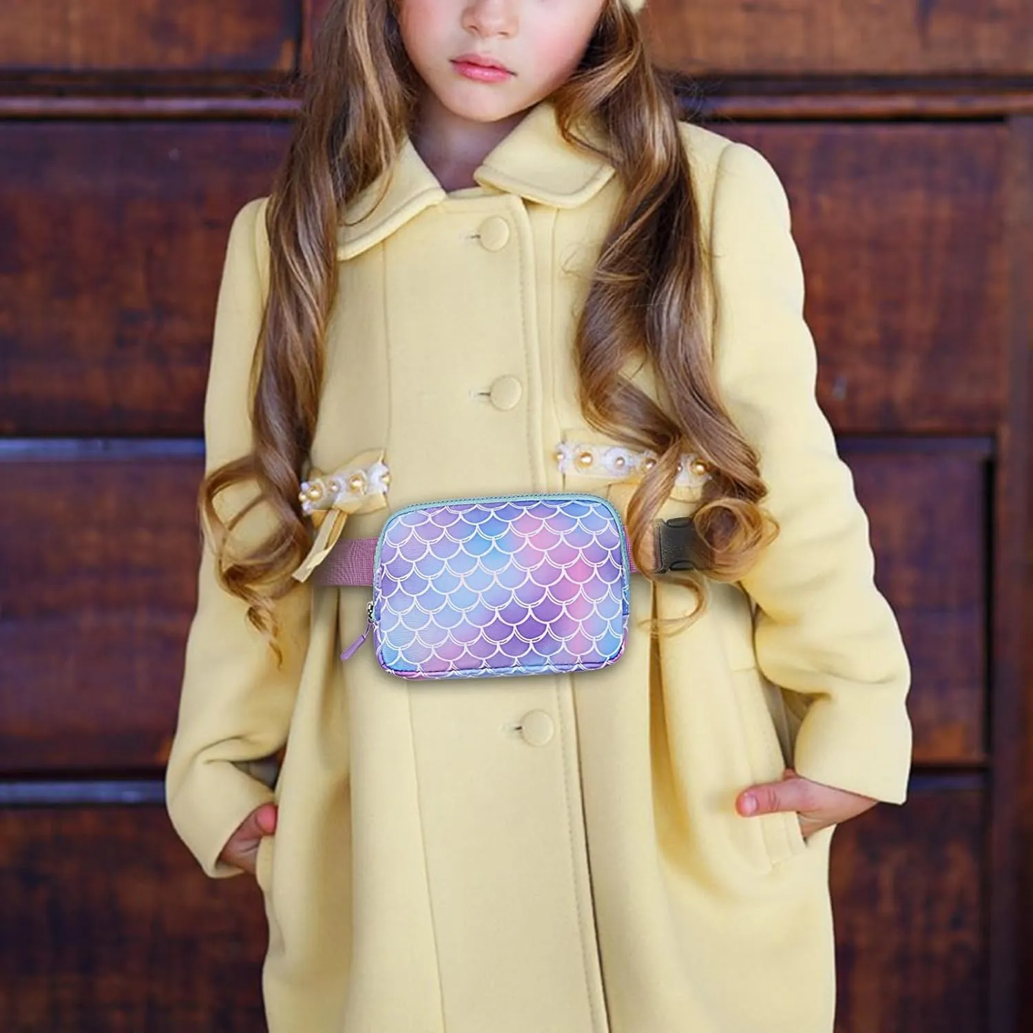Cute Fanny Pack for Girls, Kids Belt Bag Teen Girls Crossbody Waist Bag Gift (Mermaid Purple)