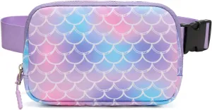 Cute Fanny Pack for Girls, Kids Belt Bag Teen Girls Crossbody Waist Bag Gift (Mermaid Purple)