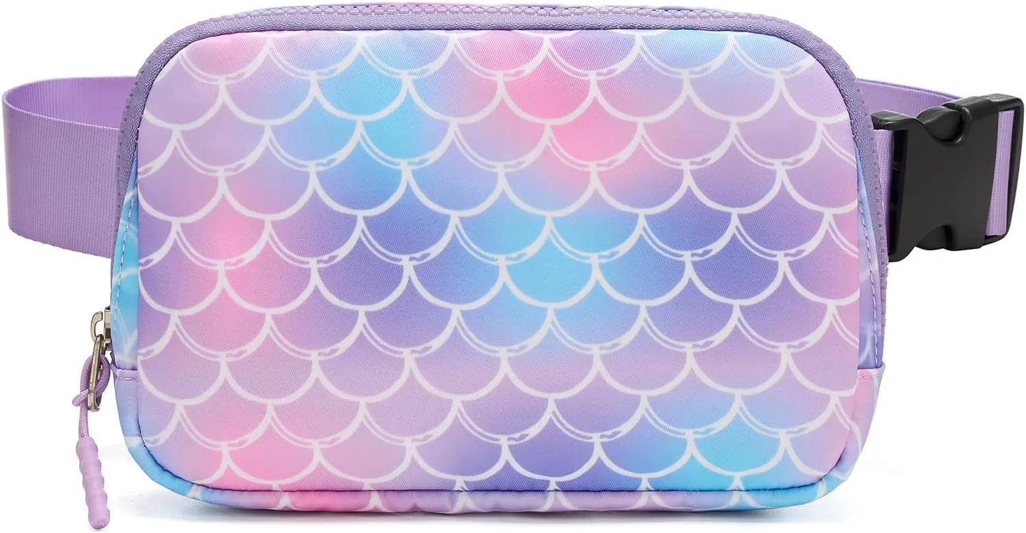 Cute Fanny Pack for Girls, Kids Belt Bag Teen Girls Crossbody Waist Bag Gift (Mermaid Purple)