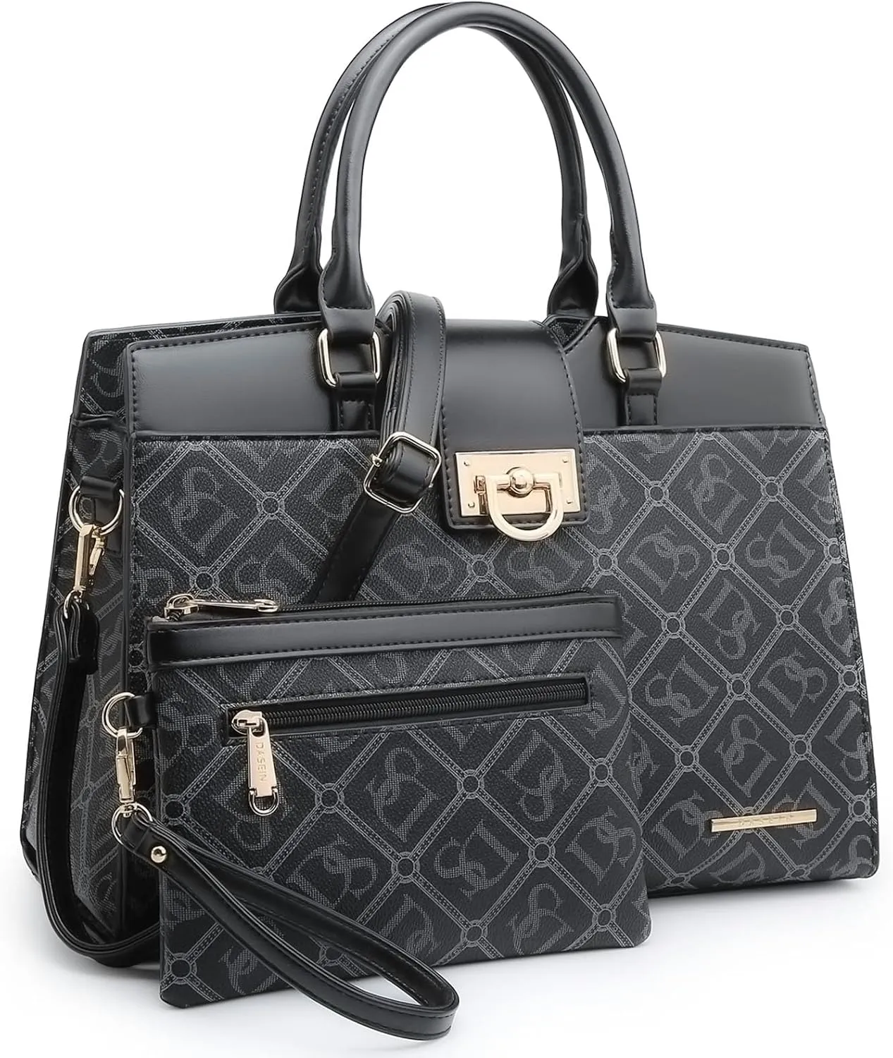 Dasein Handbags for Women Purses Monogram Satchel Purse Large Tote Ladies Handbag Shoulder Bags Top Handle Work Bag 2pcs Set