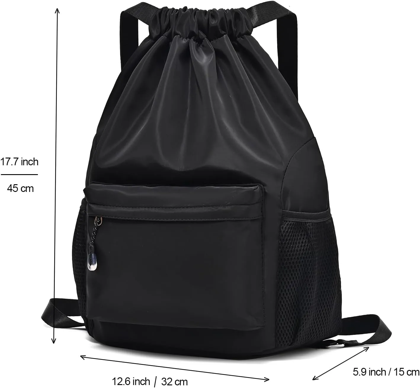 Drawstring Backpack for Women, Waterproof Drawstring Gym Bag for Men, Small Cinch Sack for Basketball, Pull String Sport Bag for Soccer. (Grey)