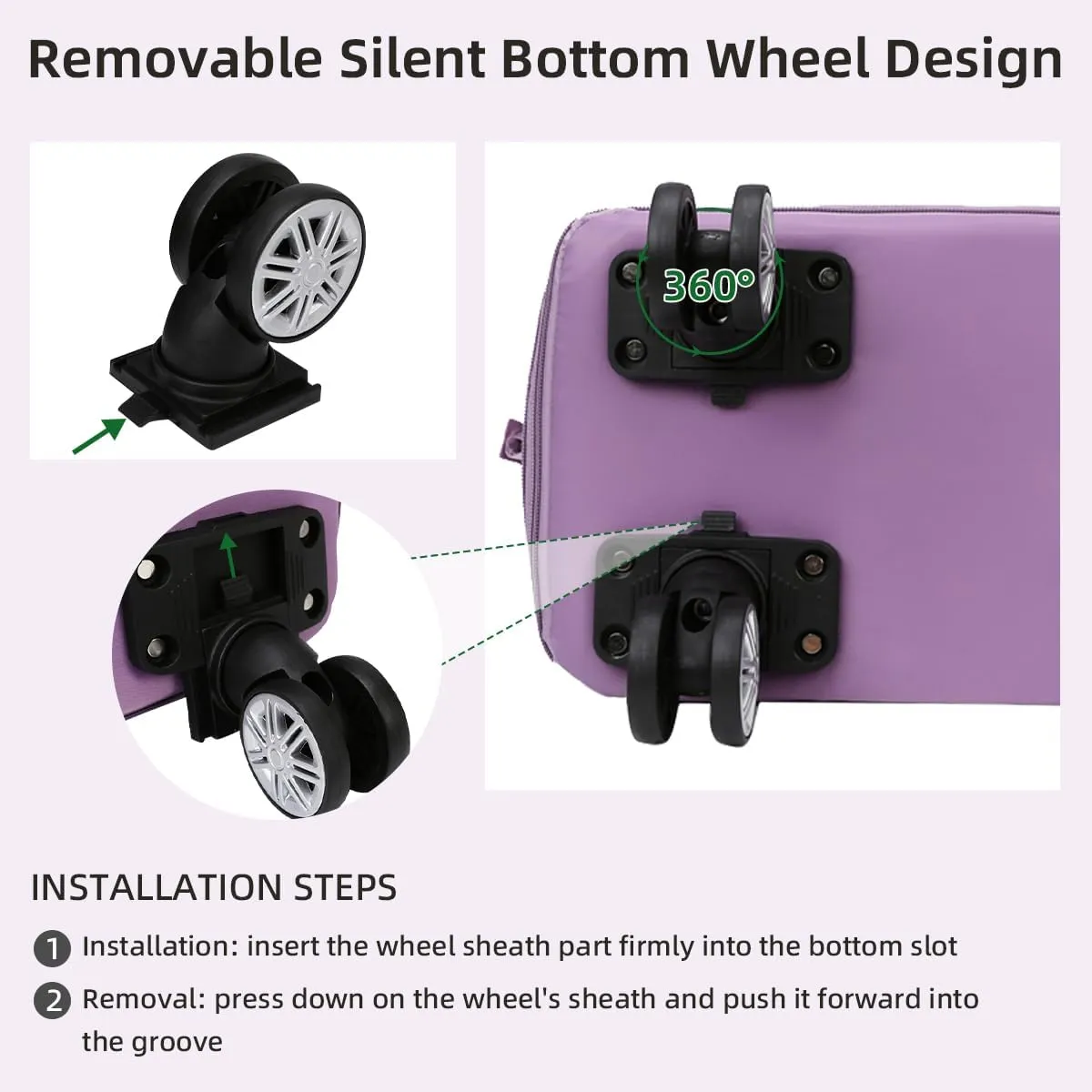 Duffel Bag with Wheels Rolling Duffle Bag Foldable Travel Bag Expandable Carry on Luggage Bag Large Tote Weekender Bags Purple