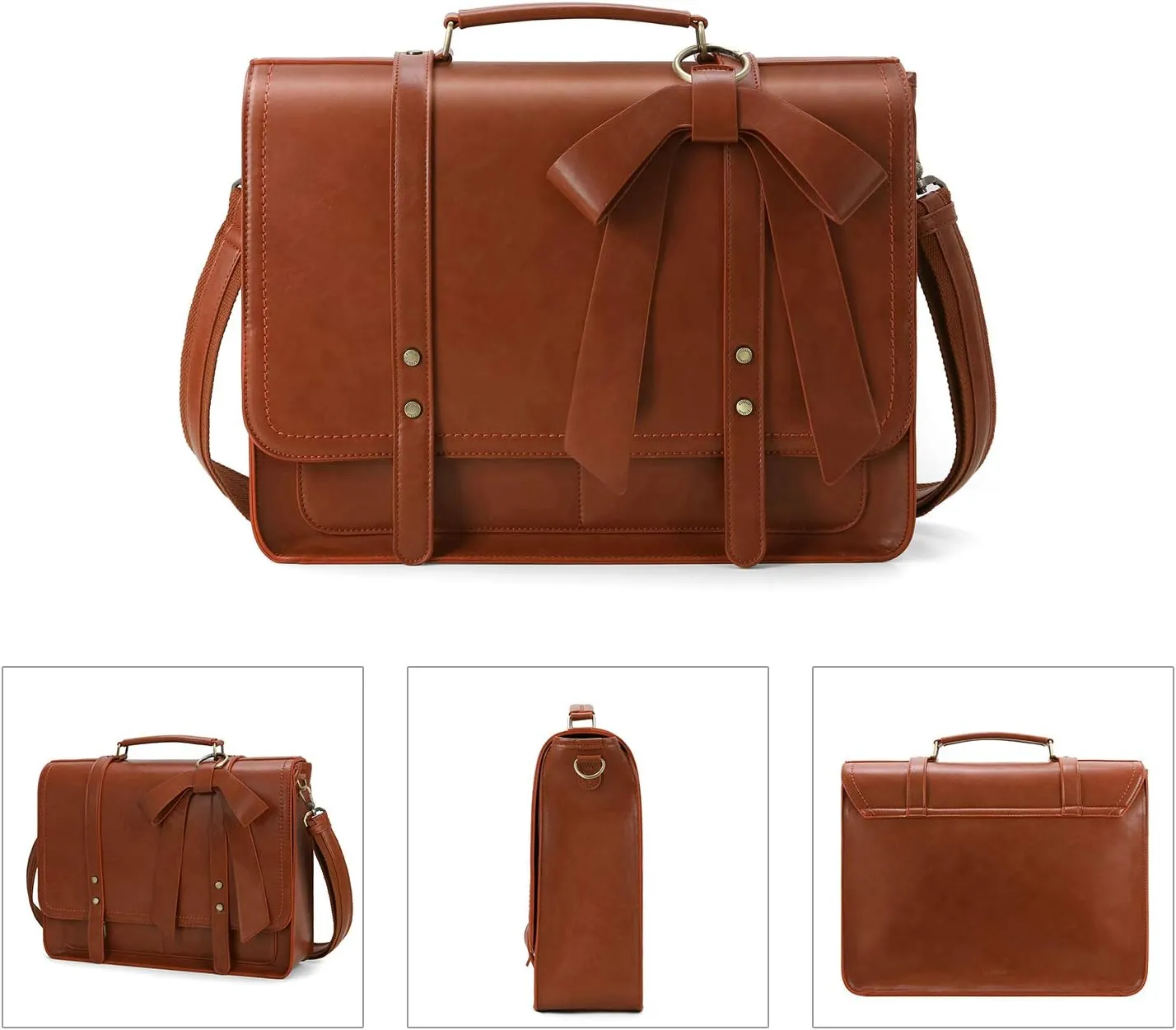 ECOSUSI Women Briefcase PU Leather Laptop Bag College Satchel fit 15.6" Laptop
