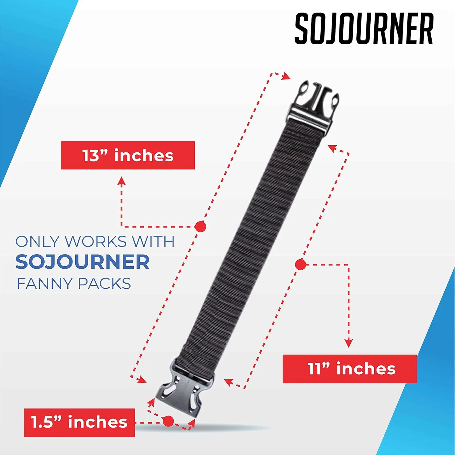 Fanny Pack Extender Belt Bag Adjustable Elastic Strap Buckle Waist Extender - ONLY COMPATIBLE WITH SOJOURNER FANNY PACKS