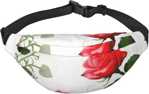 Fanny Pack for Women Men Crossbody Waist Packs Floral Rose Ivy with Leaves Spring Belt Bag Hip Bum Bag for Running Hiking