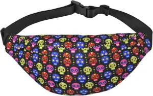 Fanny Pack for Women Men,Cute Sugar Skulls Large Crossbody Waist Pack Belt Bag for Workout Hiking Running Travel