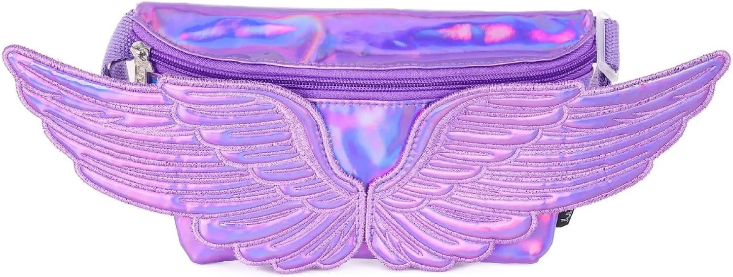 Fanny Pack Women Retro Fanny Pack Crossbody Bag for Women Men Festival Bag Small Cute Fanny Packs Woman Concert Bag Fashion Belt Bag 80s Waist Packs WINGS Purple