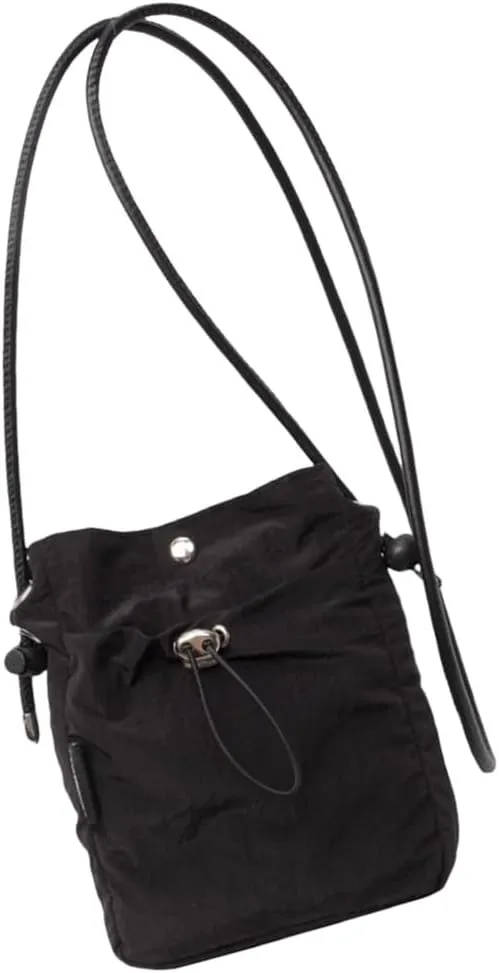 Fashionable Canvas Mobile Bag 2024 Drawstring Bucket Bag Crossbody Purse Casual Shoulder Bag for Adults and Students