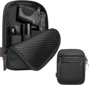 FINPAC Concealed Carry Gun Pouch, Soft Pistol Case Fanny Pack Waist Belt Firearm Bag with Holster for Handgun, Air Gun, Men, Women