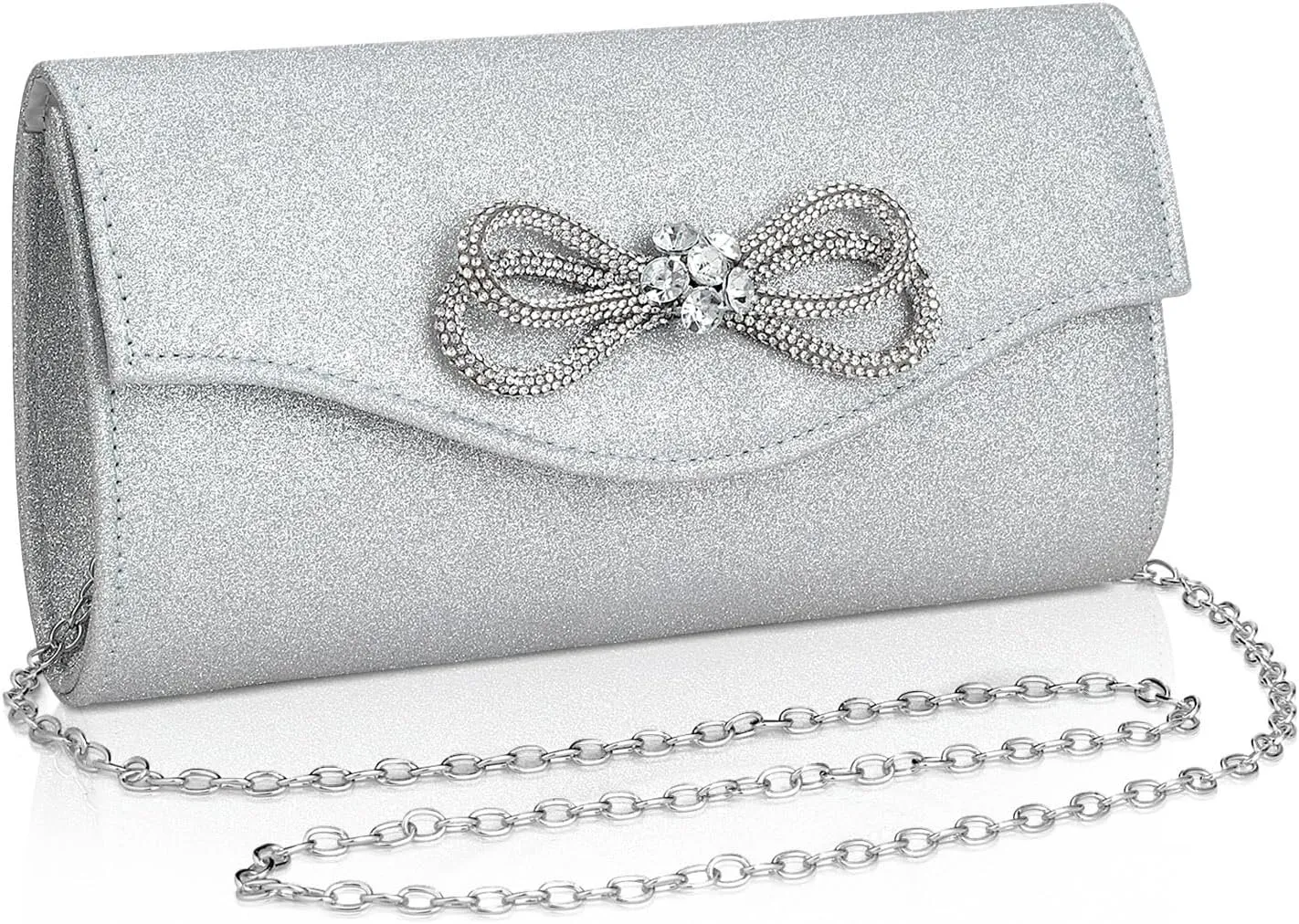 Gets Bow Evening Bag Rhinestone Clutch Purse for Women Sparkly Wedding Prom Purse Formal Cocktail Party Handbag with Chain