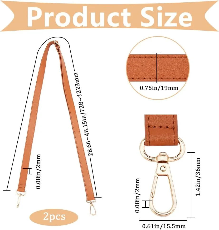 GORGECRAFT 2Pcs Adjustable Bag Shoulder Strap PU Leather Handbag Purse Handle Replacement Long Crossbody Bag Strap with