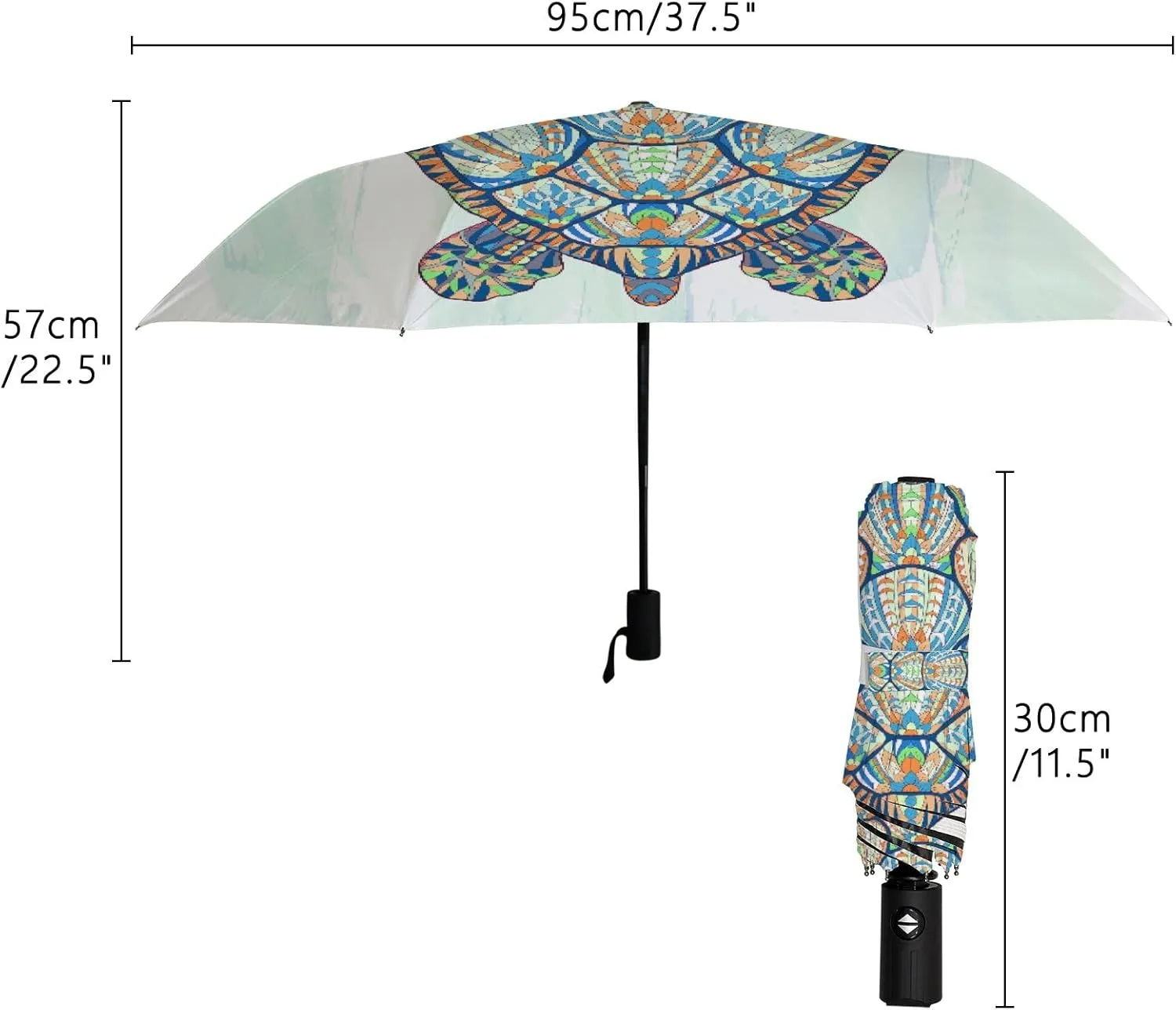 Hapuxt Folding Umbrellas Watercolor Black White Zebra Skin Windproof Travel Umbrella Rain Sun Automatic Portable Compact Umbrella for Backpack Golf Umbrella Women Men Adults