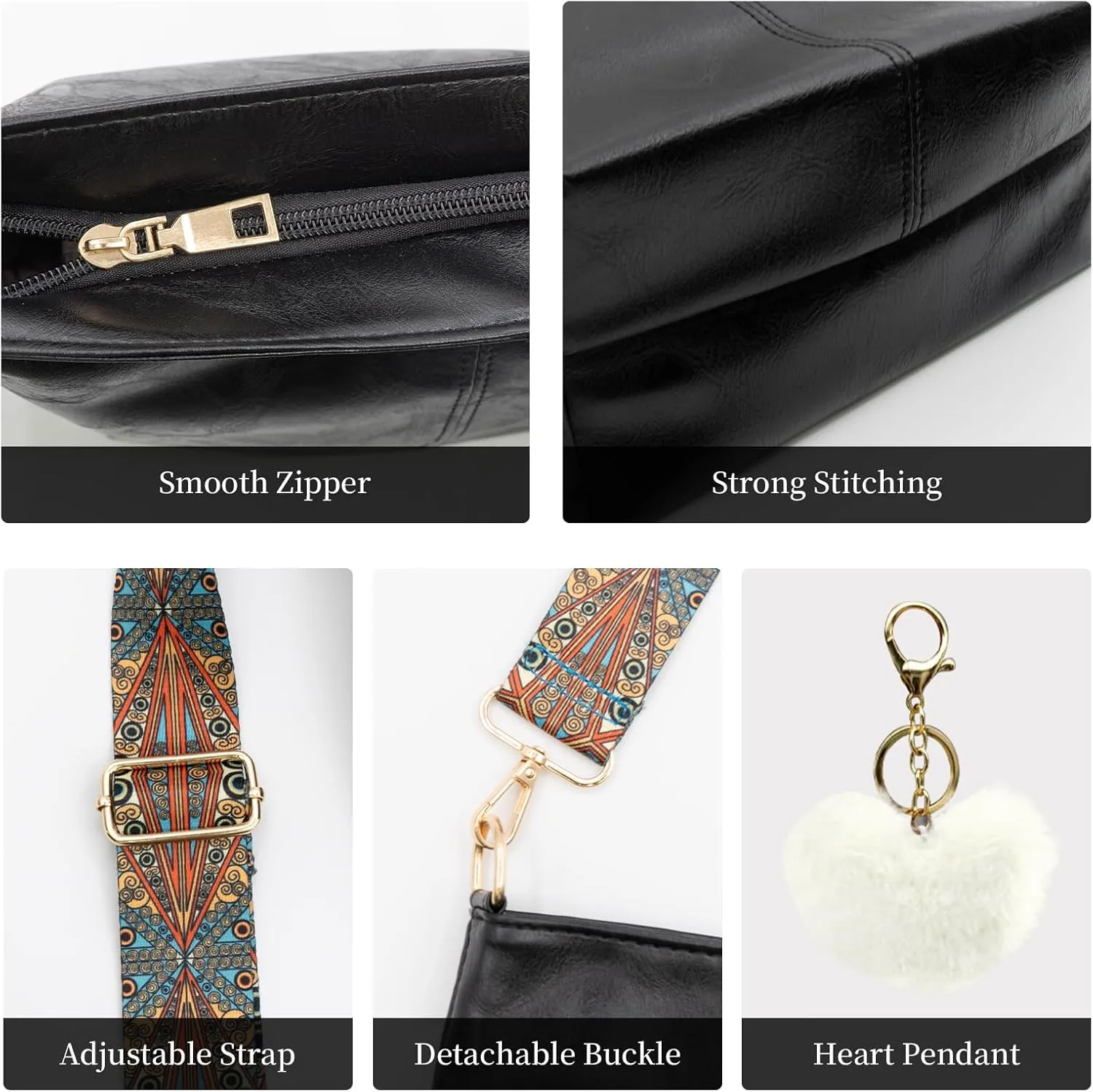 Hobo Bags for Women Crossbody Bag Guitar Strap Purse Vegan Leather Shoulder Handbags Boho Purses Tote Bucket Bag