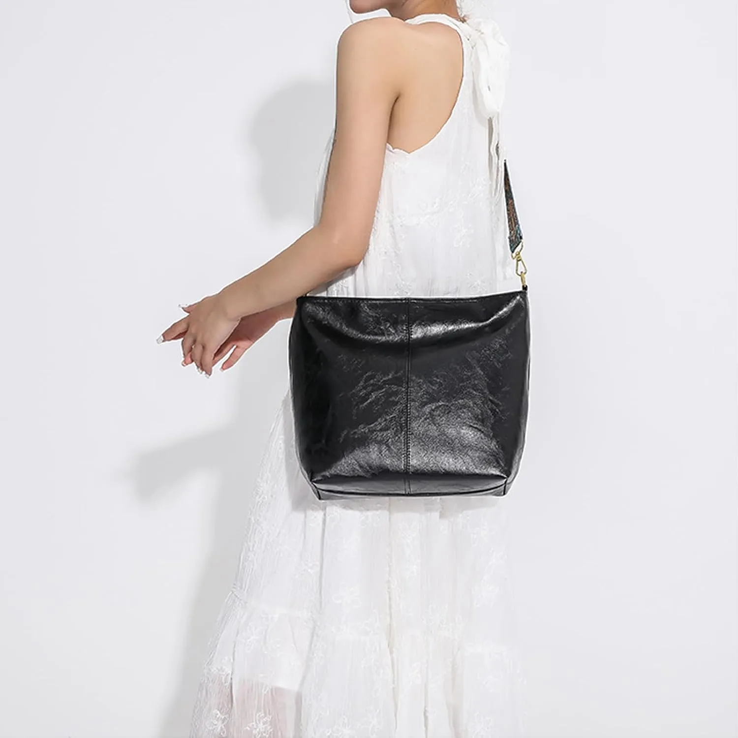 Hobo Bags for Women Crossbody Bag Guitar Strap Purse Vegan Leather Shoulder Handbags Boho Purses Tote Bucket Bag
