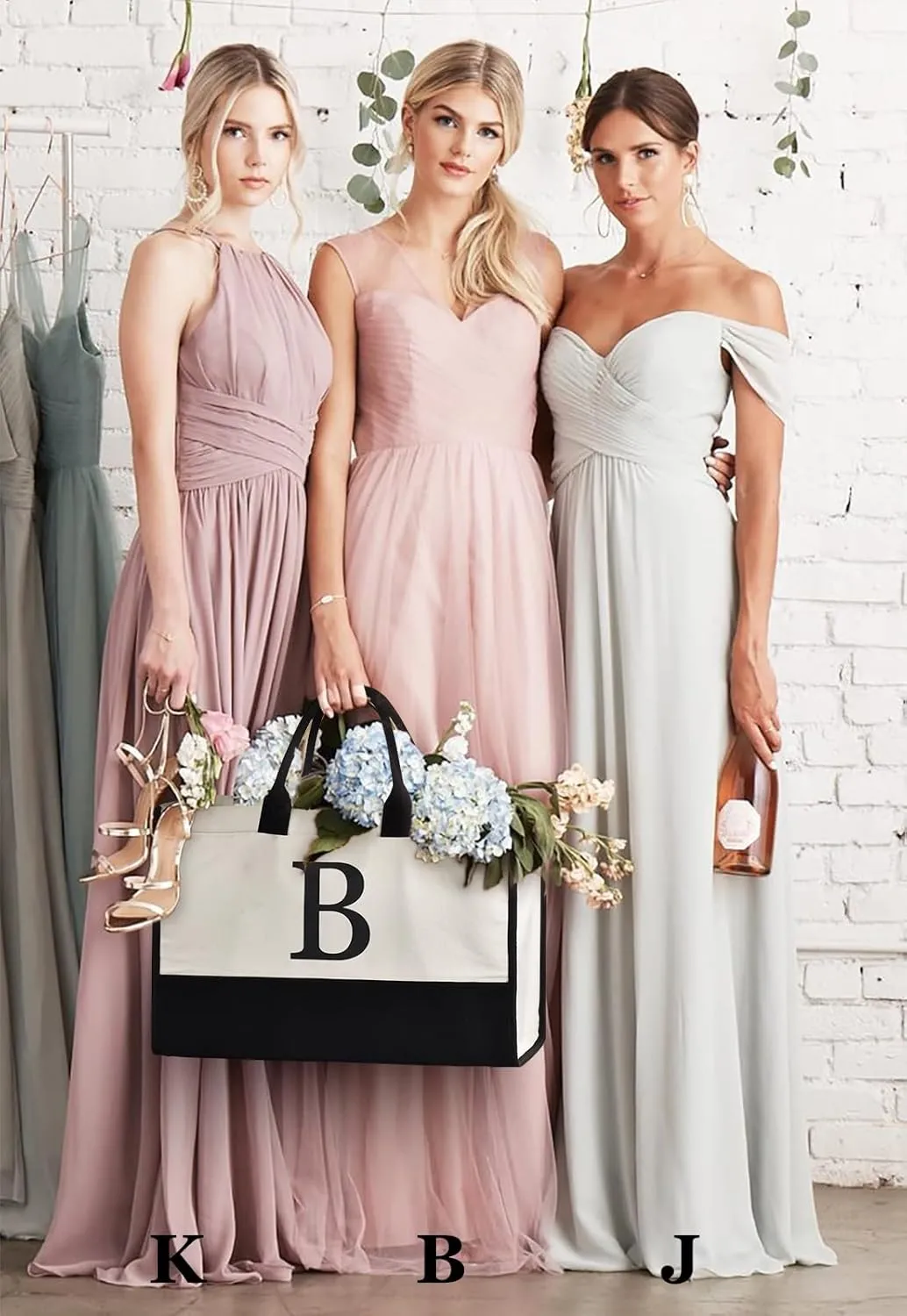 Initial Canvas Tote Bag Birthdays Gift for Women Mom Teacher Friend Bridesmaid,Custom for Wedding Beach Holidays